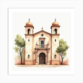 Spanish Architectural Elements With Delicate Watercolor Patterns And Textures Art Print