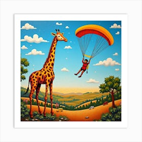 Flux Dev Vibrant Mosaic Art Depicting A Serene Giraffe Landsca 1 Art Print