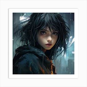 Girl In The Rain Art Print