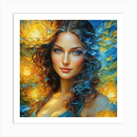 Woman With Flowersfhy Art Print