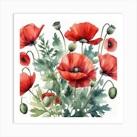 watercolour Poppies Art Print