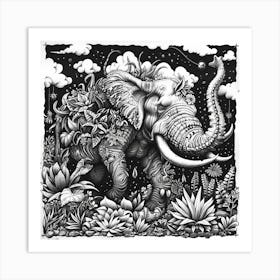 Elephant In The Jungle Art Print