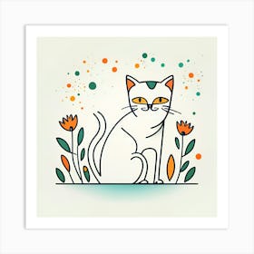 Cat With Flowers 9 Art Print