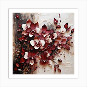 Pattern with Burgundy Orchid flowers 1 Art Print