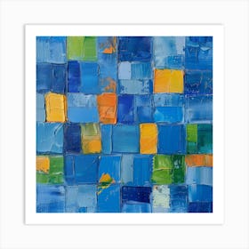 Blue Squares 11 Art Print