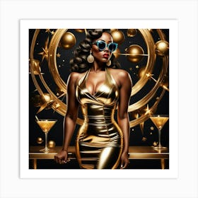 Golden Woman With Glasses Art Print