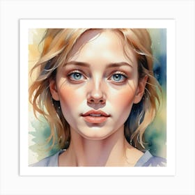 Watercolor Portrait Of A Girl 10 Art Print