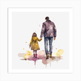 Father And Daughter Holding Hands Father's Day Art Print