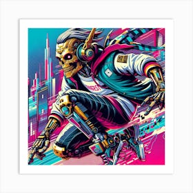 Cyberpunk Art Skeleton Art Print