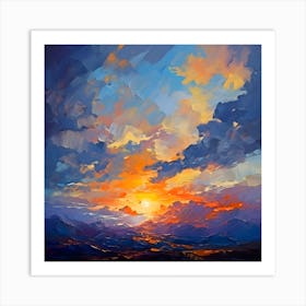 Abstract Colorful Mountain Sunset Art Print