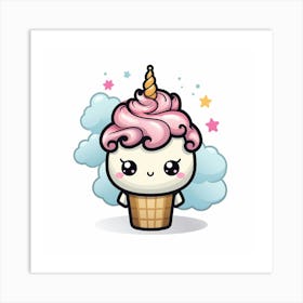 Kawaii Unicorn 19 Art Print