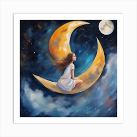 Girl On The Moon 1 Art Print