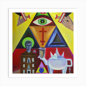 An Cubism Oil Painting Of Illuminati Art Print