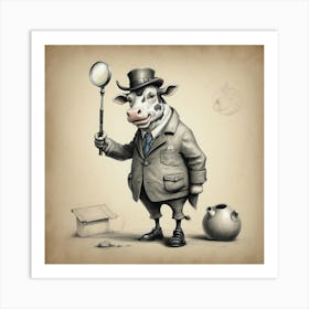 Detective Cow 1 Art Print