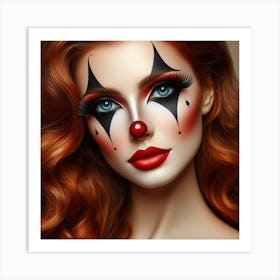 Beautiful Woman With Clown Makeup 2 Art Print