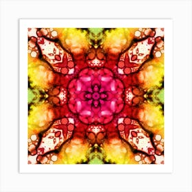 Red And Yellow Abstract Alcohol Ink Pattern 1 Art Print