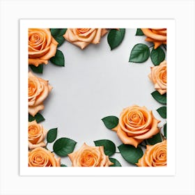 Orange Roses On White Background 2 Art Print