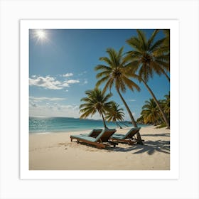 Palm Trees On The Beach Art Print