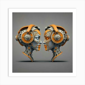 Robots And Humans Art Print