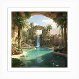 Waterfall In The Desert Art print Art Print