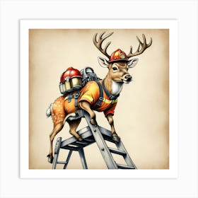 Deer Firefighter Art Print