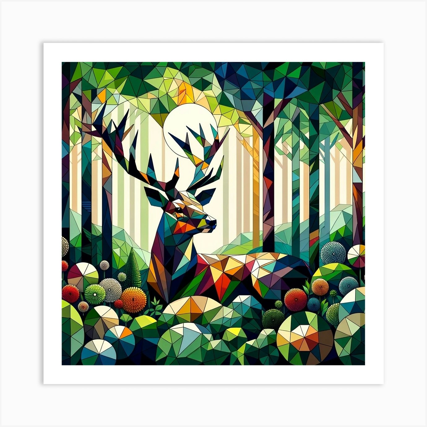 Geometric Deer Print Art Print