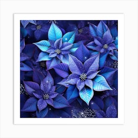 Blue Poinsettia Art Print