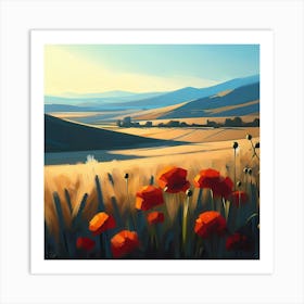 Poppies In The Field Art Print