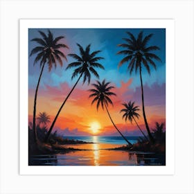 Sunset Palm Trees 2 Art Print