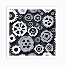 Gears On A Black Background 28 Art Print