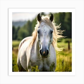 White Horse In The Field 2 Art Print