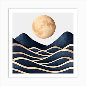 Moon And Waves 4 Art Print