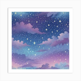 Sky With Stars And Clouds Art Print