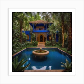 Blue House In The Jungle Art Print