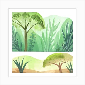 Watercolor Landscapes Art Print