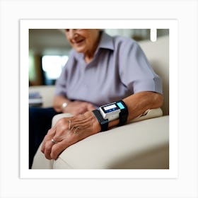 Elderly Woman With Smart Watch Art Print