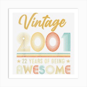 Vintage Made In 2001 22 Year Old Gifts 22nd Birthday Retro Art Print