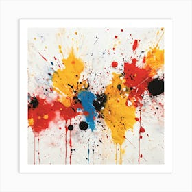 Abstract Art Featuring A Closeup View Of A Splattered Ink Pattern Grunge Style With Rough Dabs And (1) 2 Art Print