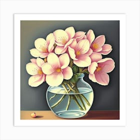 Pink Flowers In A Vase 1 Art Print