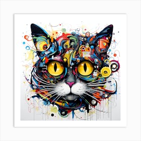 Abstract Cat Art Print