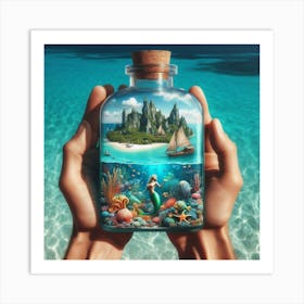 Mermaid In A Bottle 1 Art Print