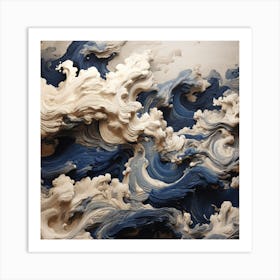 Waves Of Blue And White Art Print