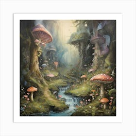 Forest Of Mushrooms 1 Art Print