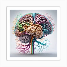 Human Brain With Colorful Branches Art Print