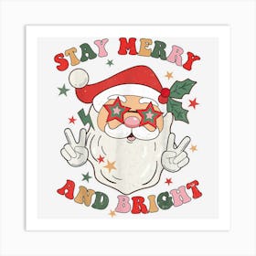 Merry And Bright Retro Christmas Santa Group Family Matching Art Print