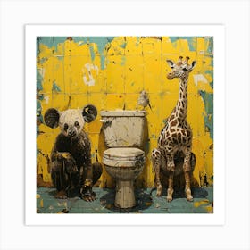 Giraffes In The Toilet Art Print