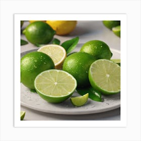 Limes On A Plate Art Print