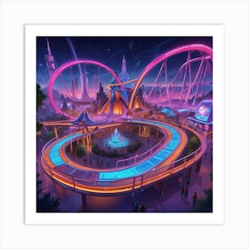 Disneyland At Night 5 Art Print