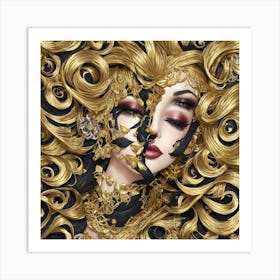 Default Gold Lips Makeup Trendy Wall Art 2 Art Print