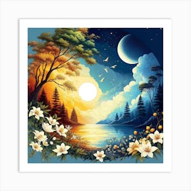 Sunset By The Lake Art Print